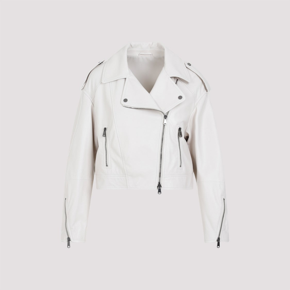 Brunello Cucinelli White Leather Jacket