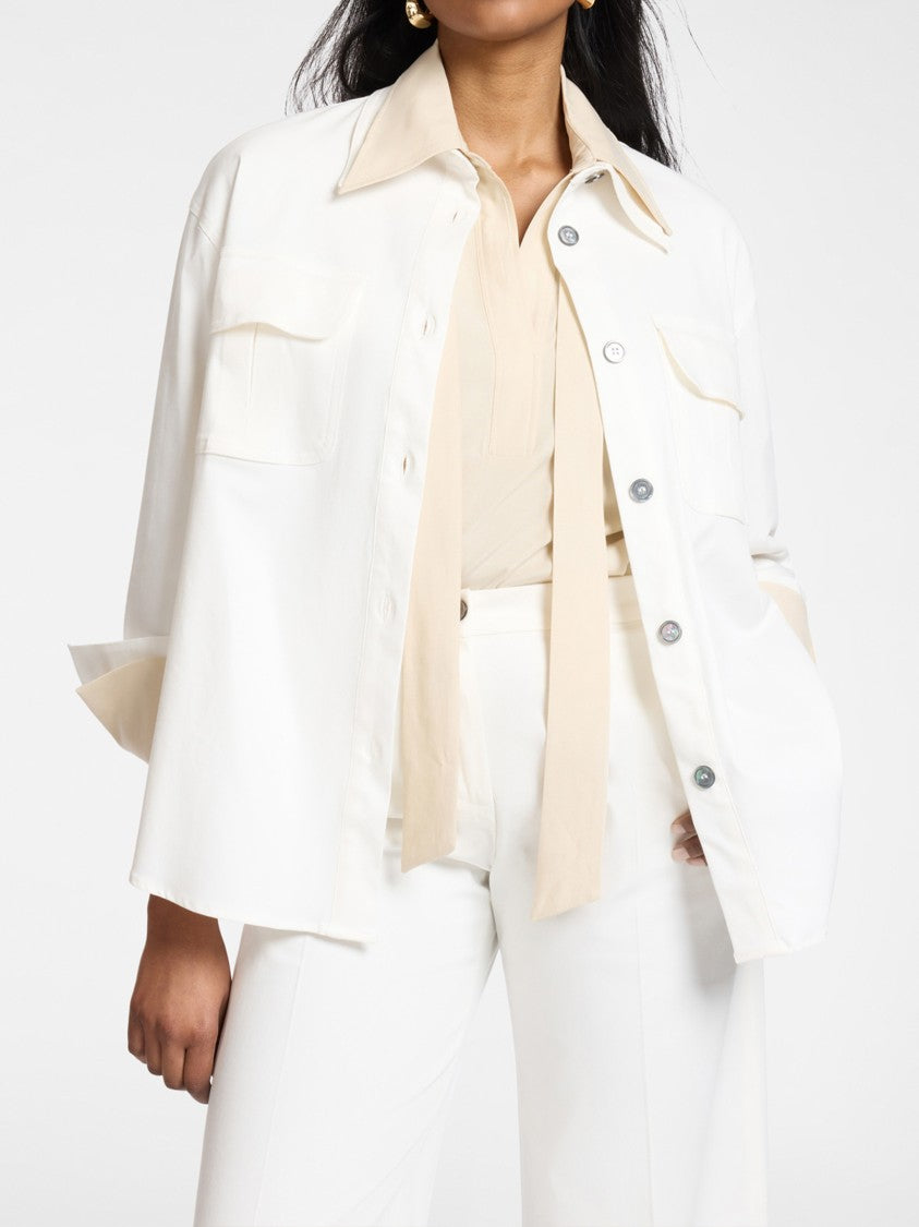 Elena Miro` Loose-Fitting Long-Sleeved Flap Pocket Shirt