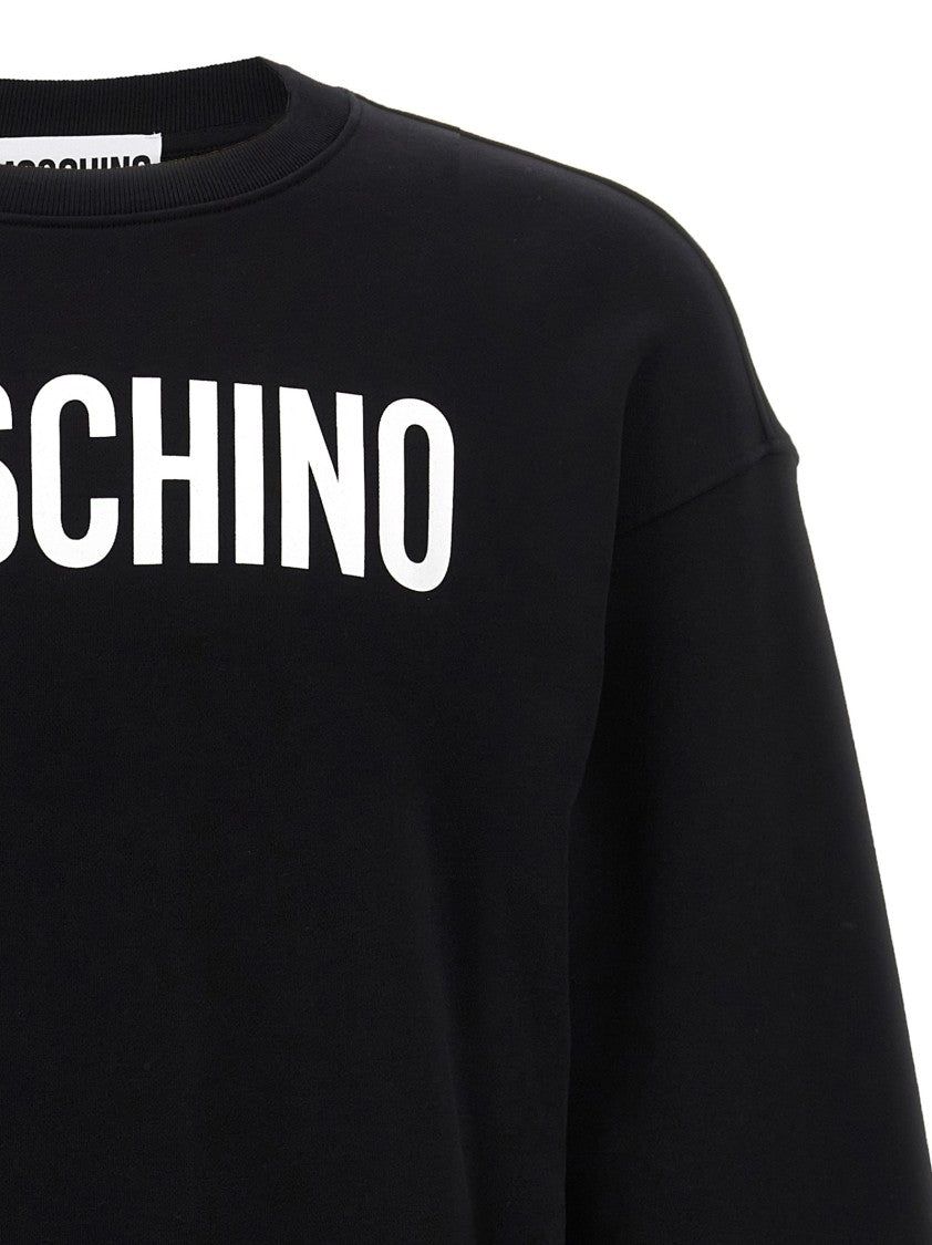 Moschino Logo Print Cotton Sweatshirt With Crew Neck