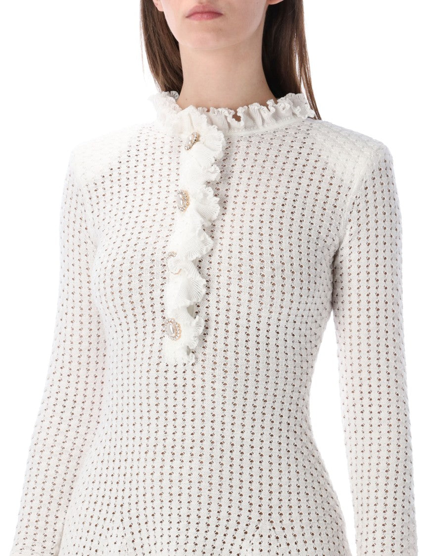 Self-Portrait Pointelle Mini Dress
