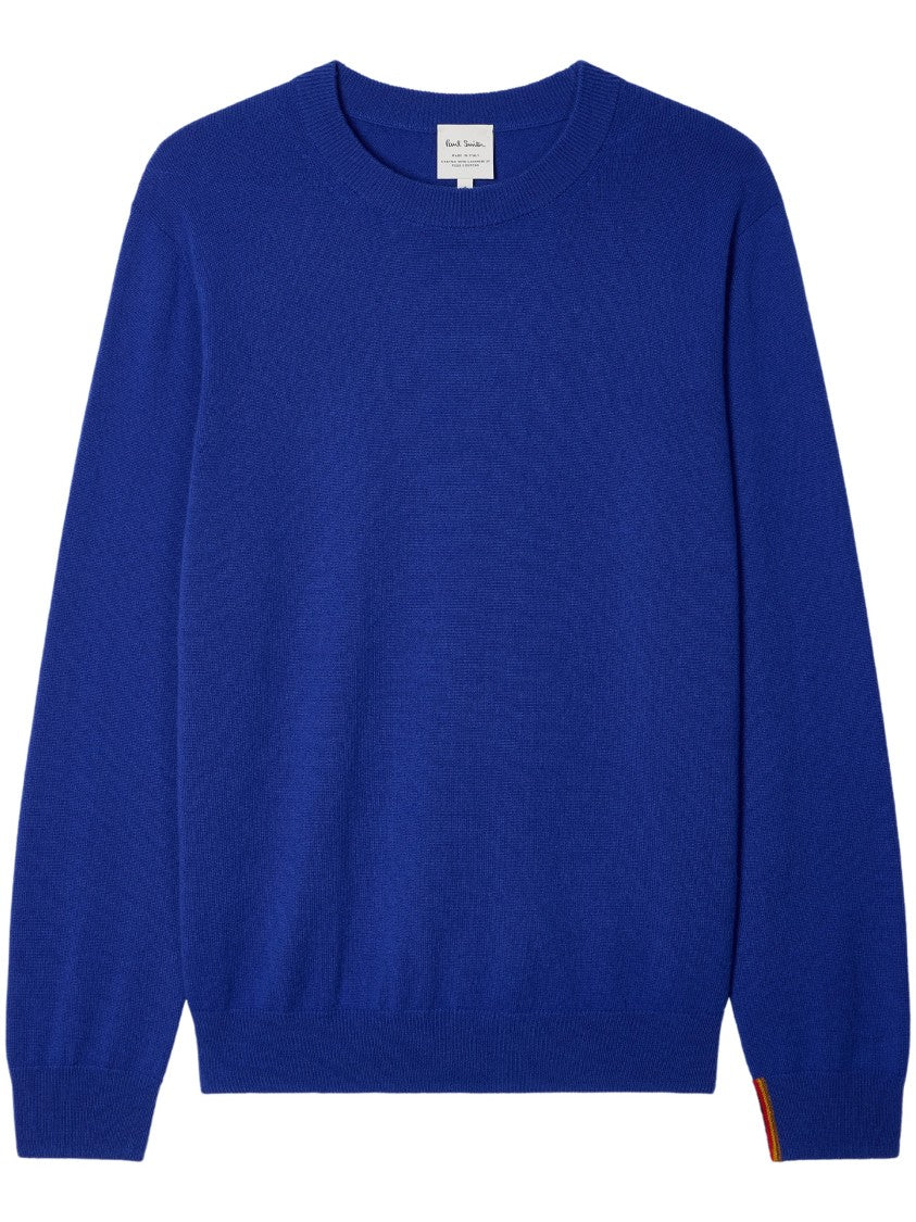 Paul Smith Blue Ribbed Cuffs Cashmere Sweater