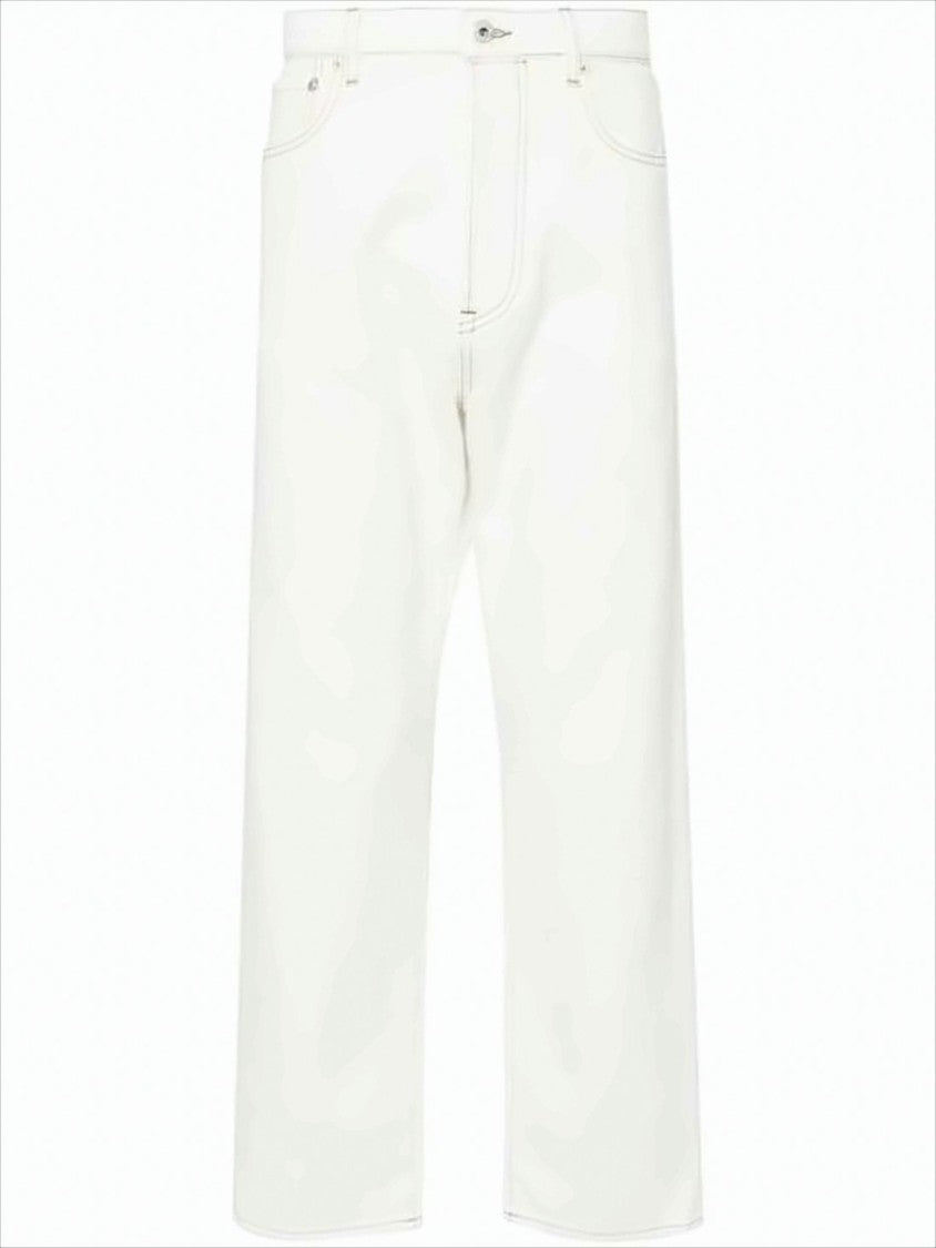 Kenzo White Straight-Leg Pants With Classic Five-Pocket Design