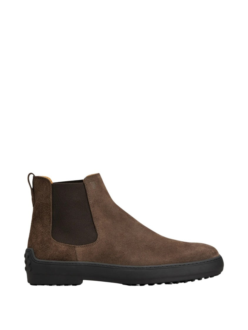 Tod's Brown Suede Elastic Side Ankle Boots