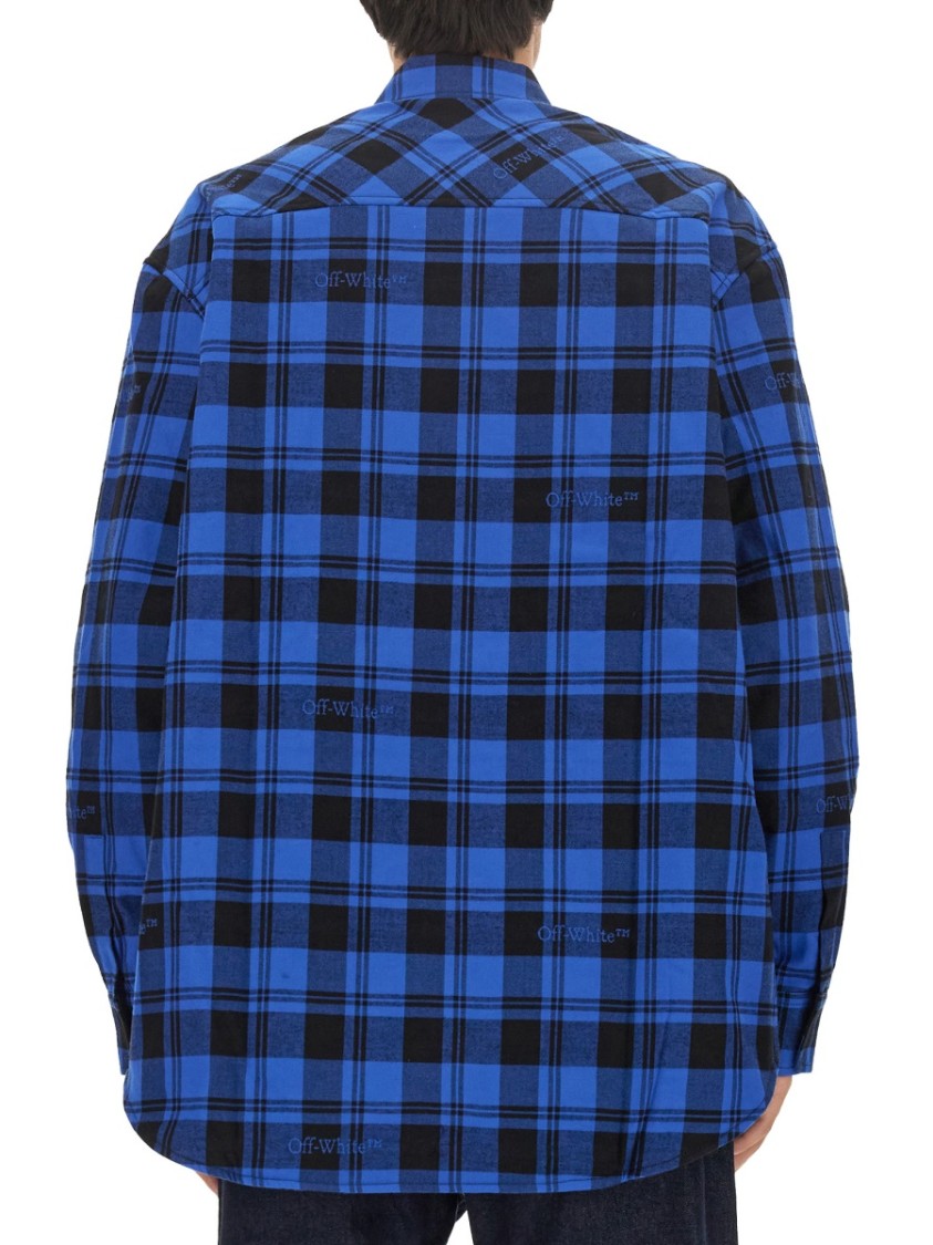 Off-White Check Print Oversized Shirt