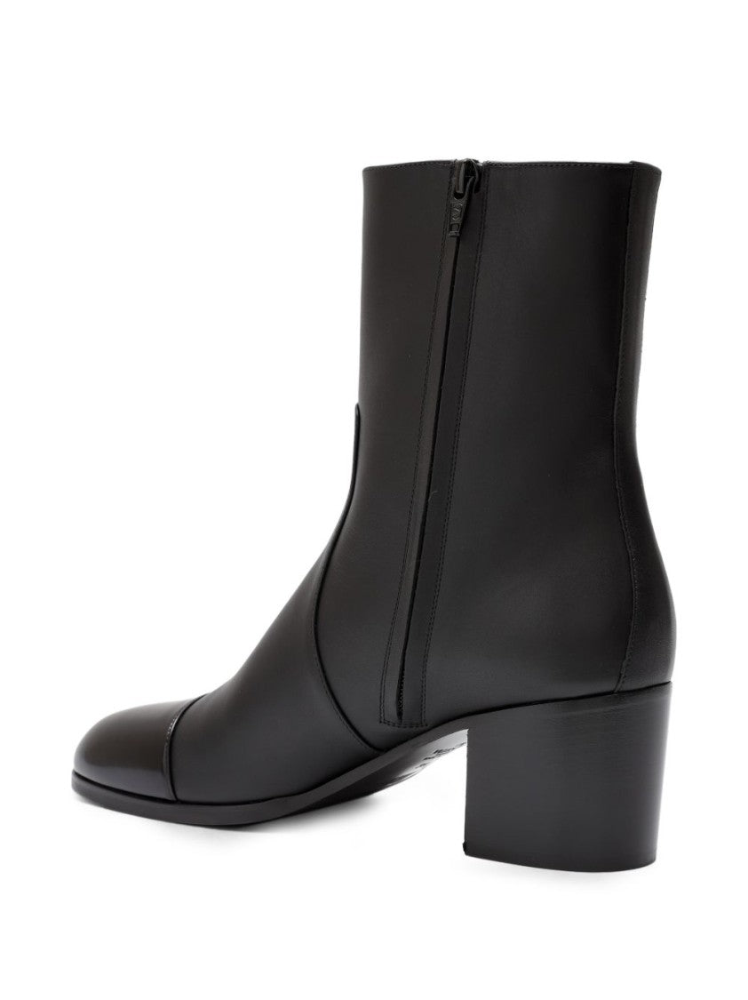 Valentino Garavani Sleek Leather Low-Block Heel Ankle Boots