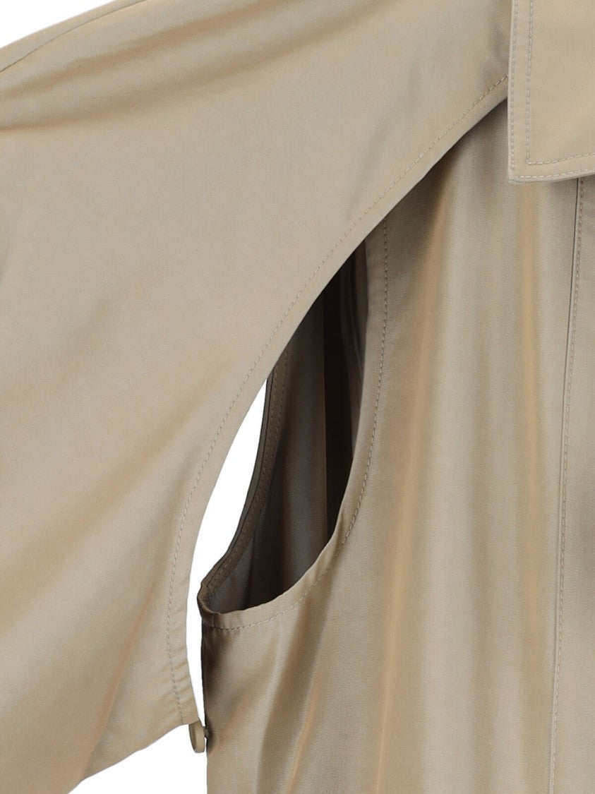 The Frankie Shop Convertible Beige Trench Coat With Classic Lapel