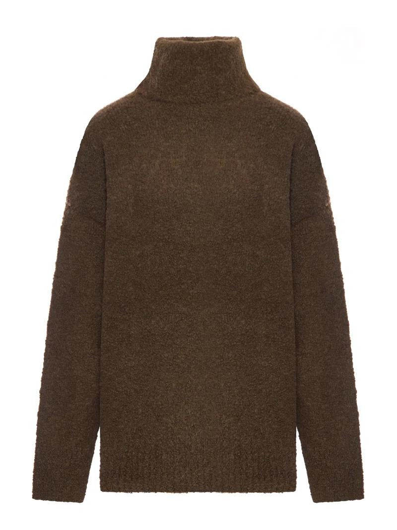 Totême Boucle Turtleneck Sweater With High Neckline