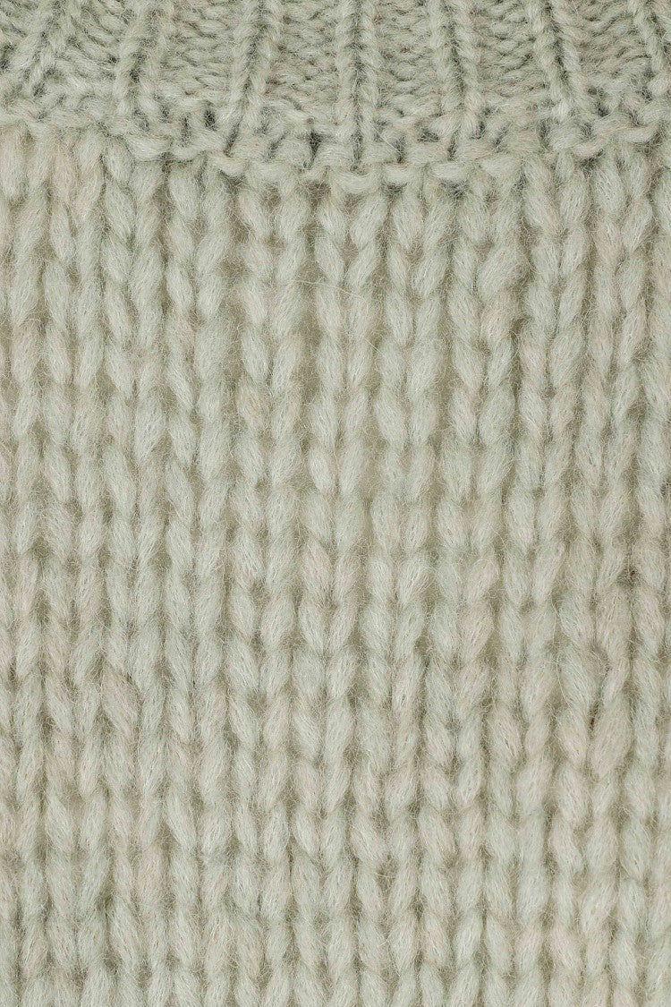 Roberto Collina Cropped Green Crew-Neck Sweater With Ribbed Trim