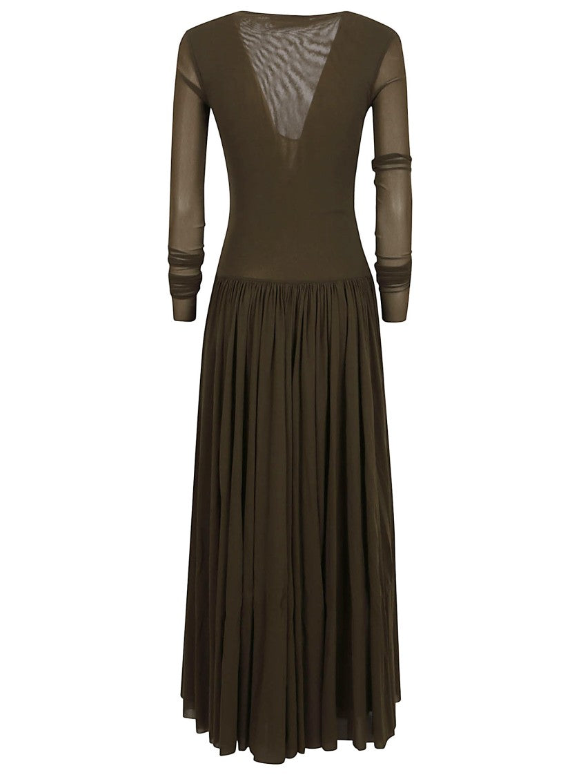 Philosophy Di Lorenzo Serafini Maxi Dress With Deep V-Neckline And Gathered Skirt