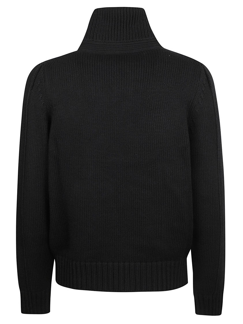 Tom Ford Black Wool Cardigan With High Collar