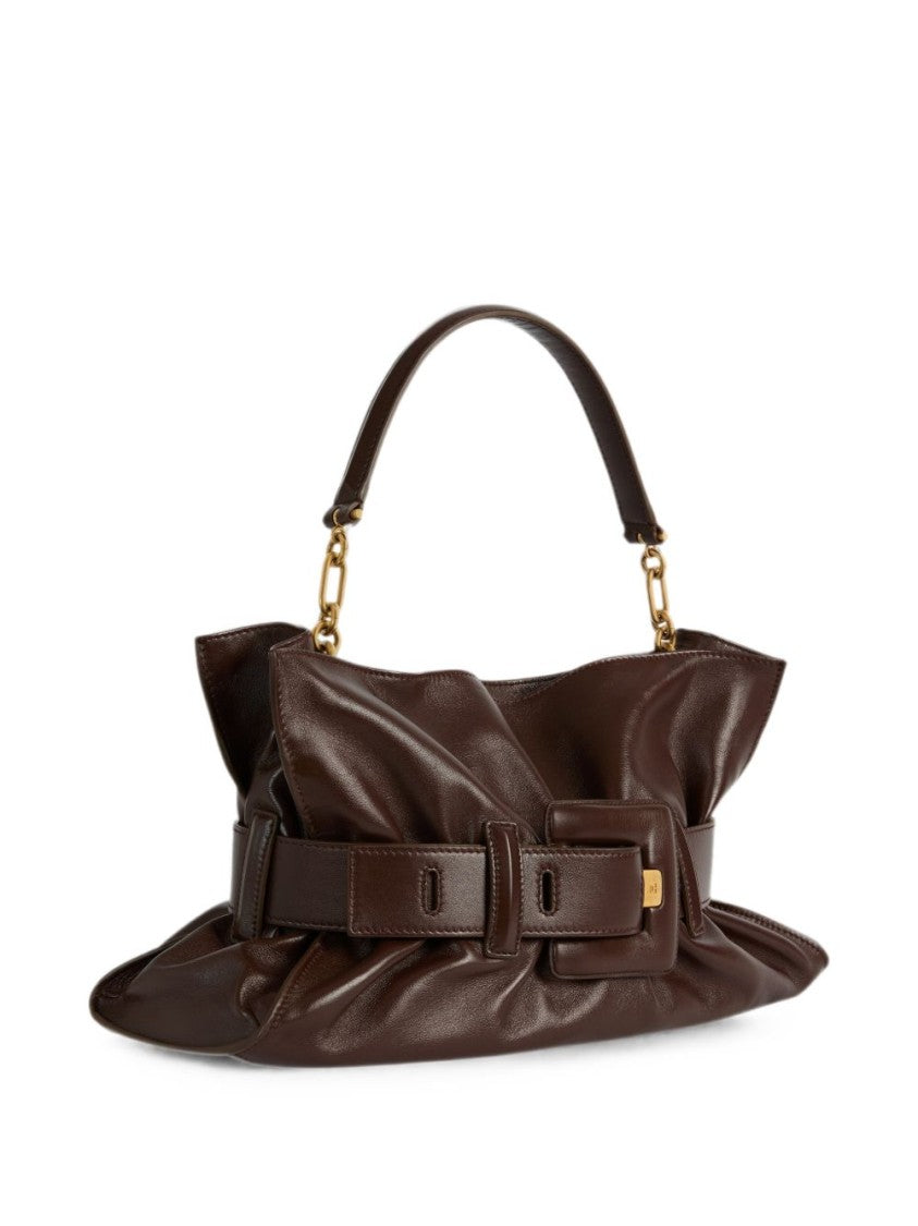 Balmain Soft Leather Wide Belt Shoulder Bag