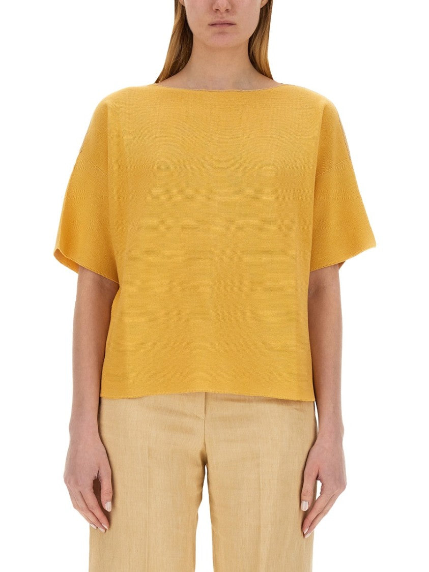 Fabiana Filippi Relaxed-Fit Cotton Top With Wide Neckline