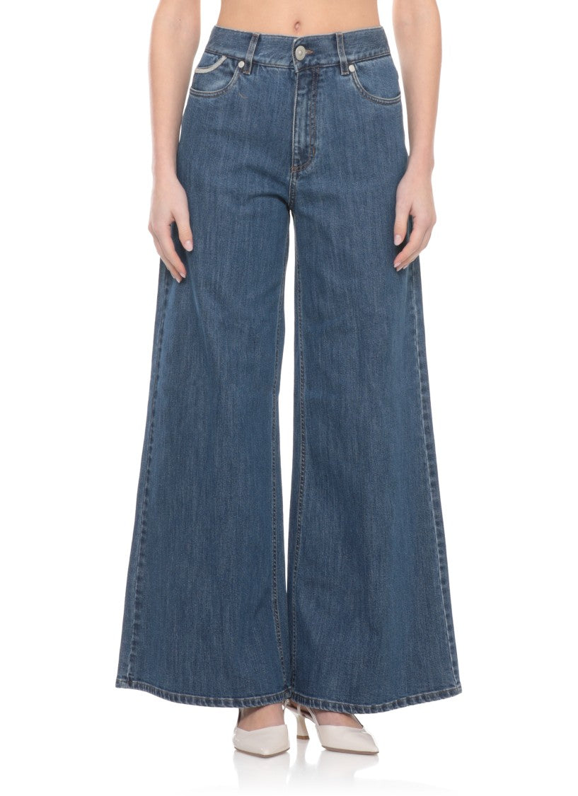 Panicale Blue Cotton Embellished Jeans