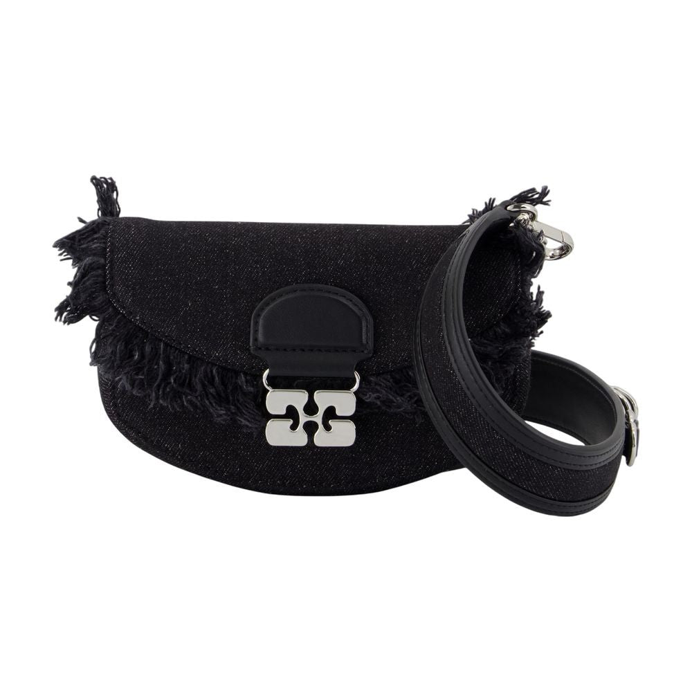 Ganni Apo G Wallet On Chain - Cotton - Black