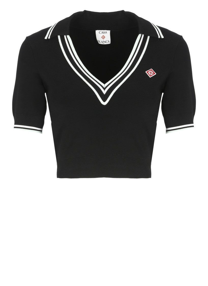 Casablanca Tailored V-Neck Polo Shirt
