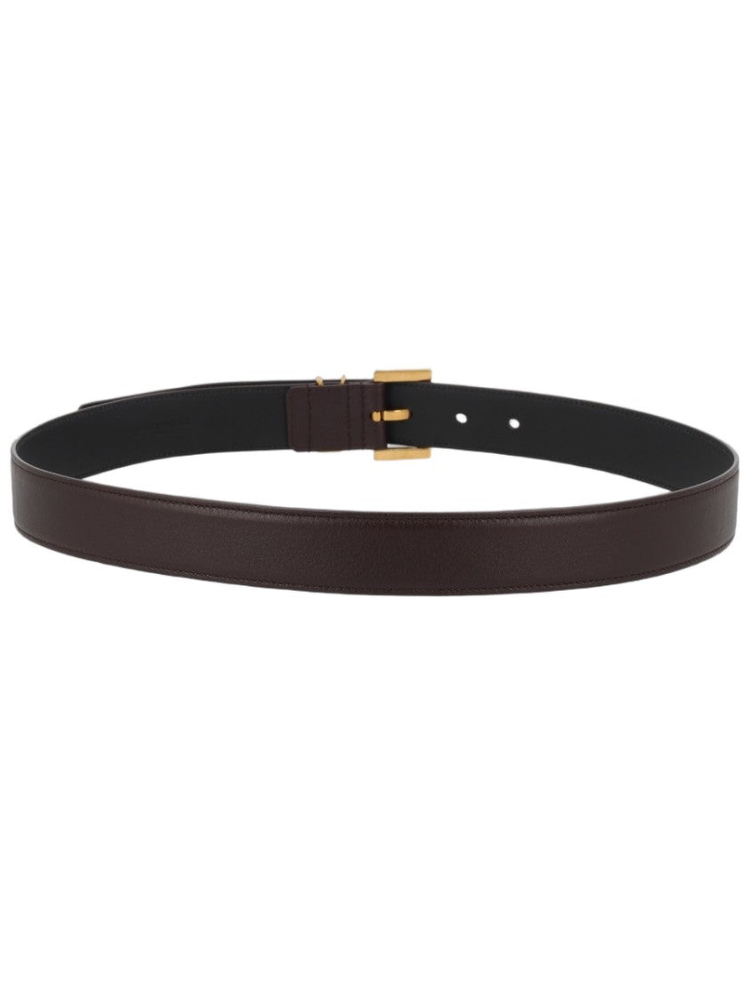 Saint Laurent Cassandre Narrow Calfskin Belt