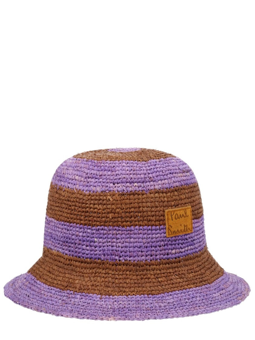 Paul Smith Patch Logo Raffia Striped Hat