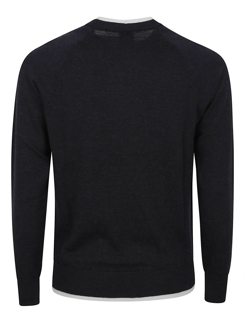 Eleventy Mock Neck Sweater With Contrasting Ribbed Detailing