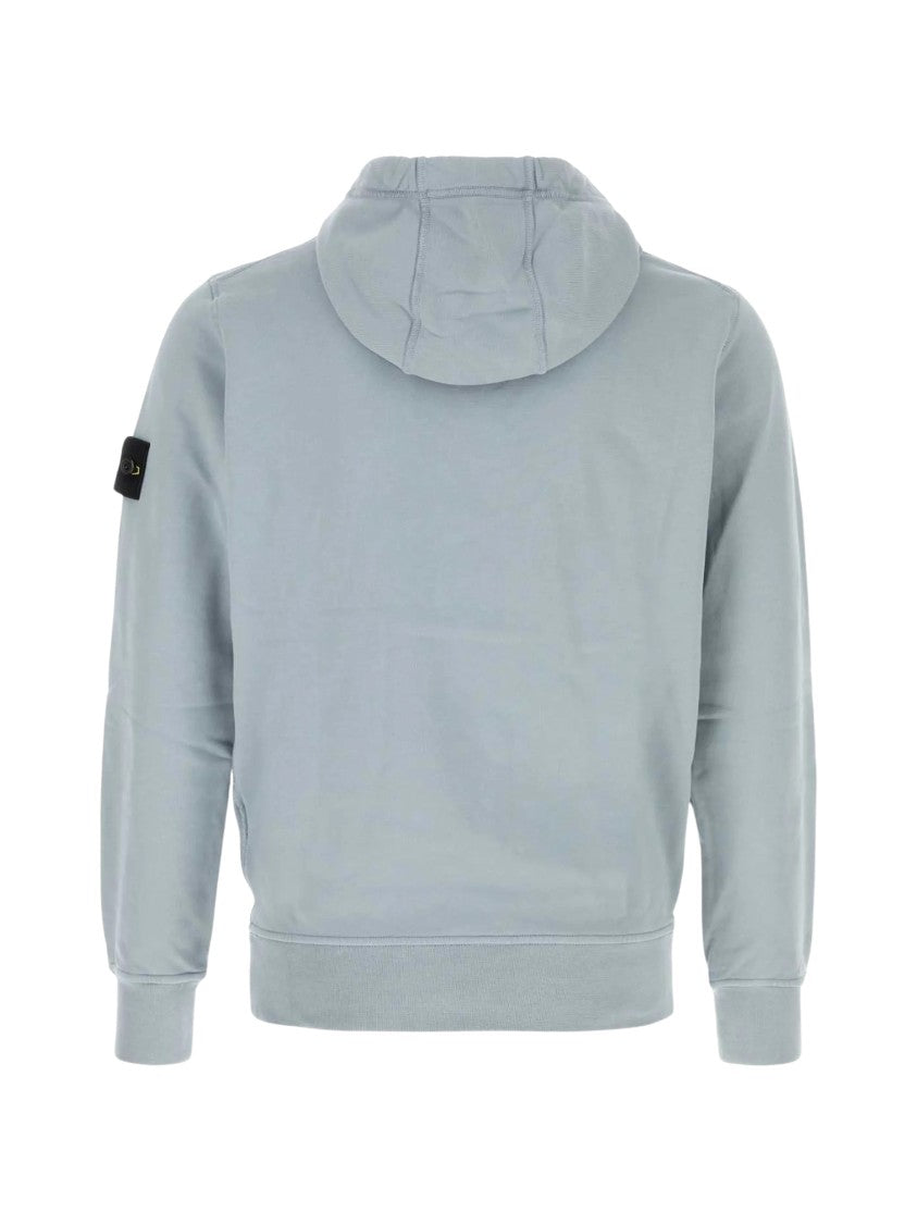 Stone Island Felpa Light Blue Cotton Hoodie