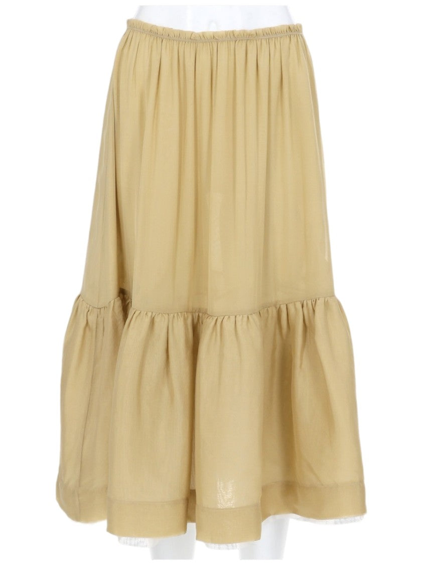 Paloma Wool Silk Ruffled Gathered Midi Skirt
