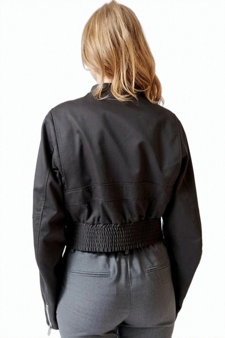 Mm6 By Maison Margiela Cropped Bomber Jacket With Minimalist Design