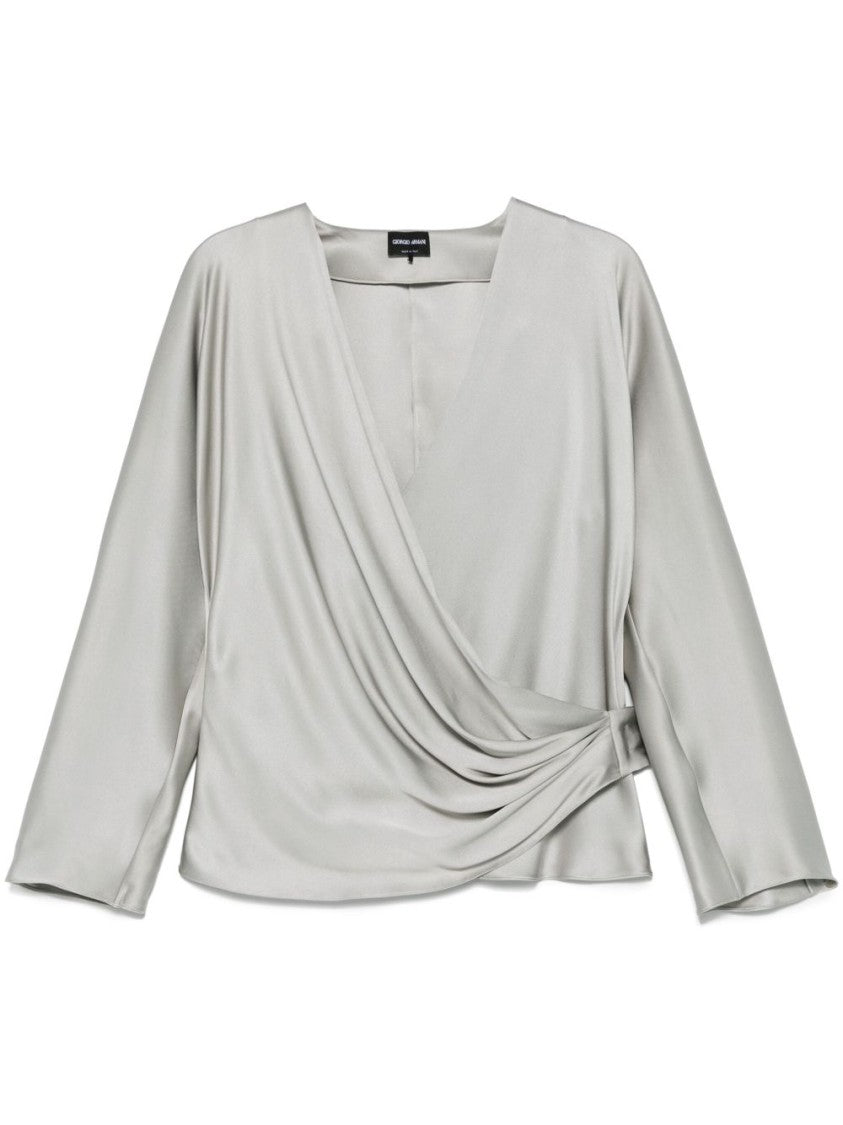 Giorgio Armani Wrap Design Shirt With Draped Detailing
