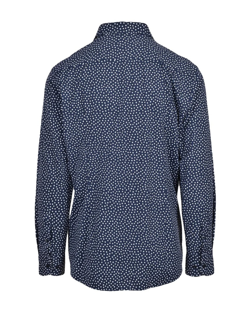 Boss Blue/White Dot Print Stretch Slim-Fit Technical Shirt