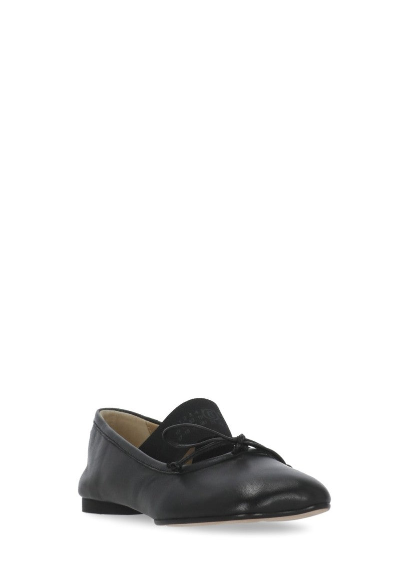 Mm6 By Maison Margiela Squared Toe Leather Ballerinas