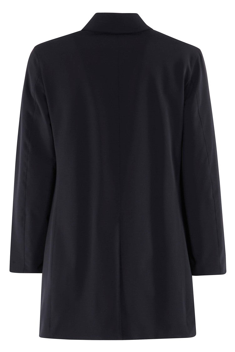 Aspesi Quilted Navy Raincoat With Buttoned Details