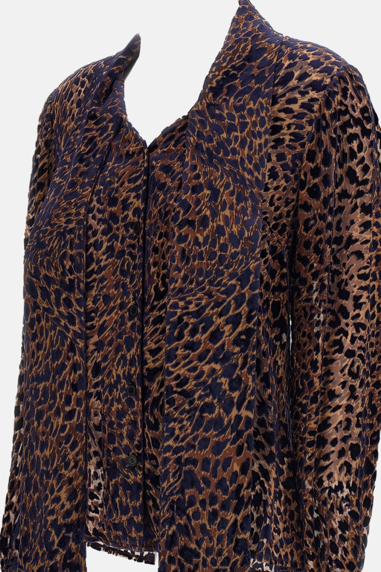 Irie' Beige Animal Print Ruffled Blouse