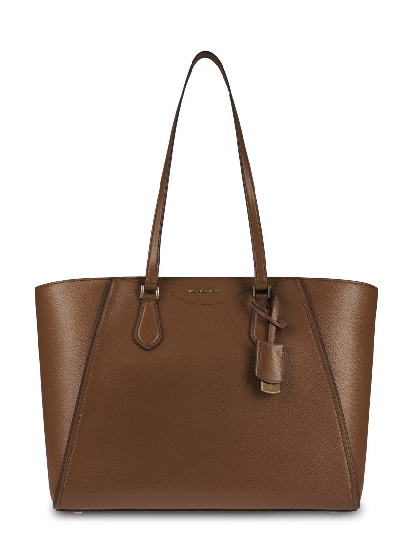 Michael Kors Structured Brown Leather Tote Bag
