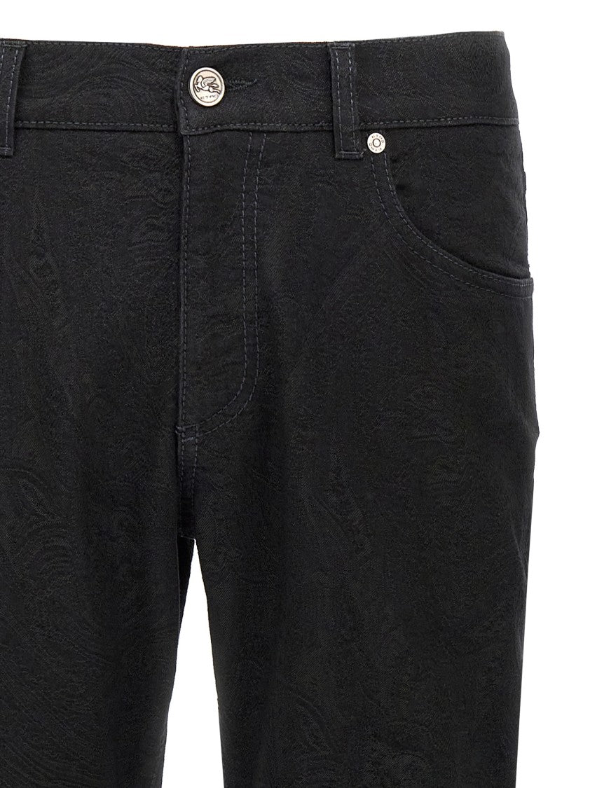 Etro Jacquard Denim Jeans With Functional Pocket Design