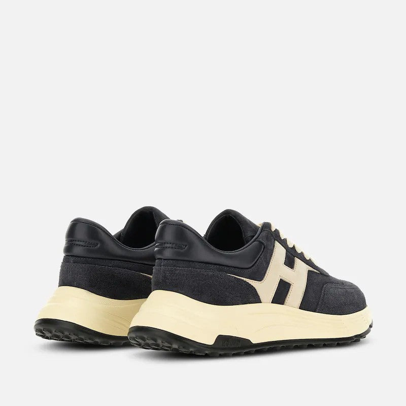Hogan Cream Accent Suede Upper Low-Top Sneakers