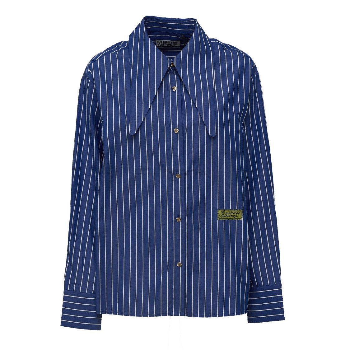 Essentiel Antwerp Kacao Pinstripe Tied Collar Shirt
