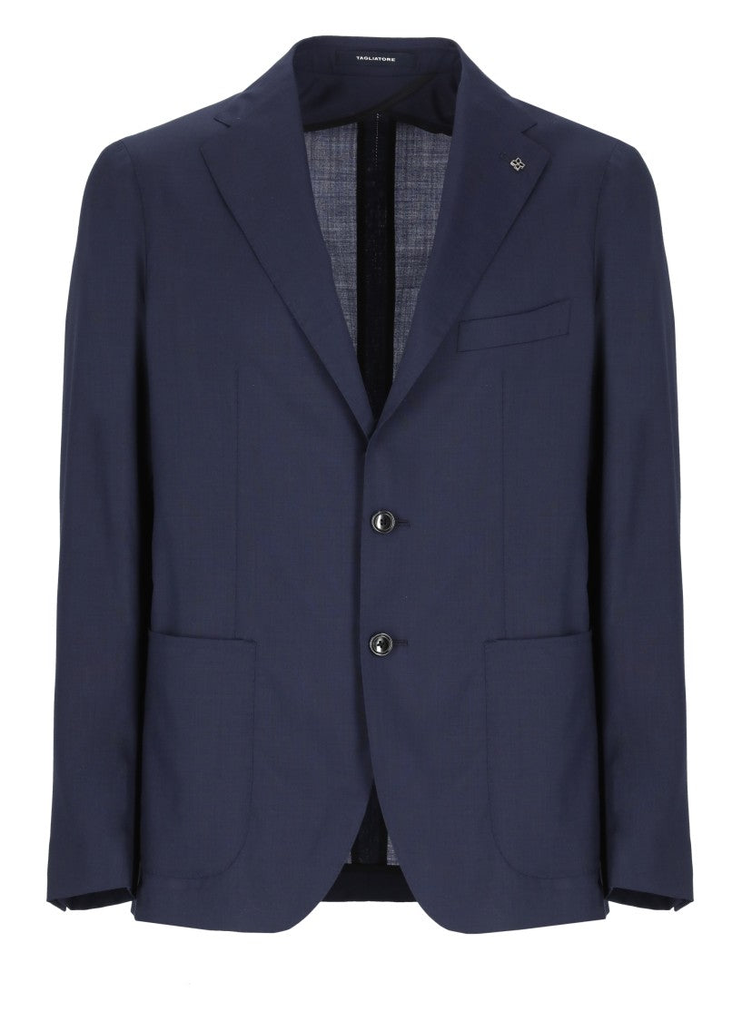 Tagliatore Blue Silk And Virgin Wool Jacket