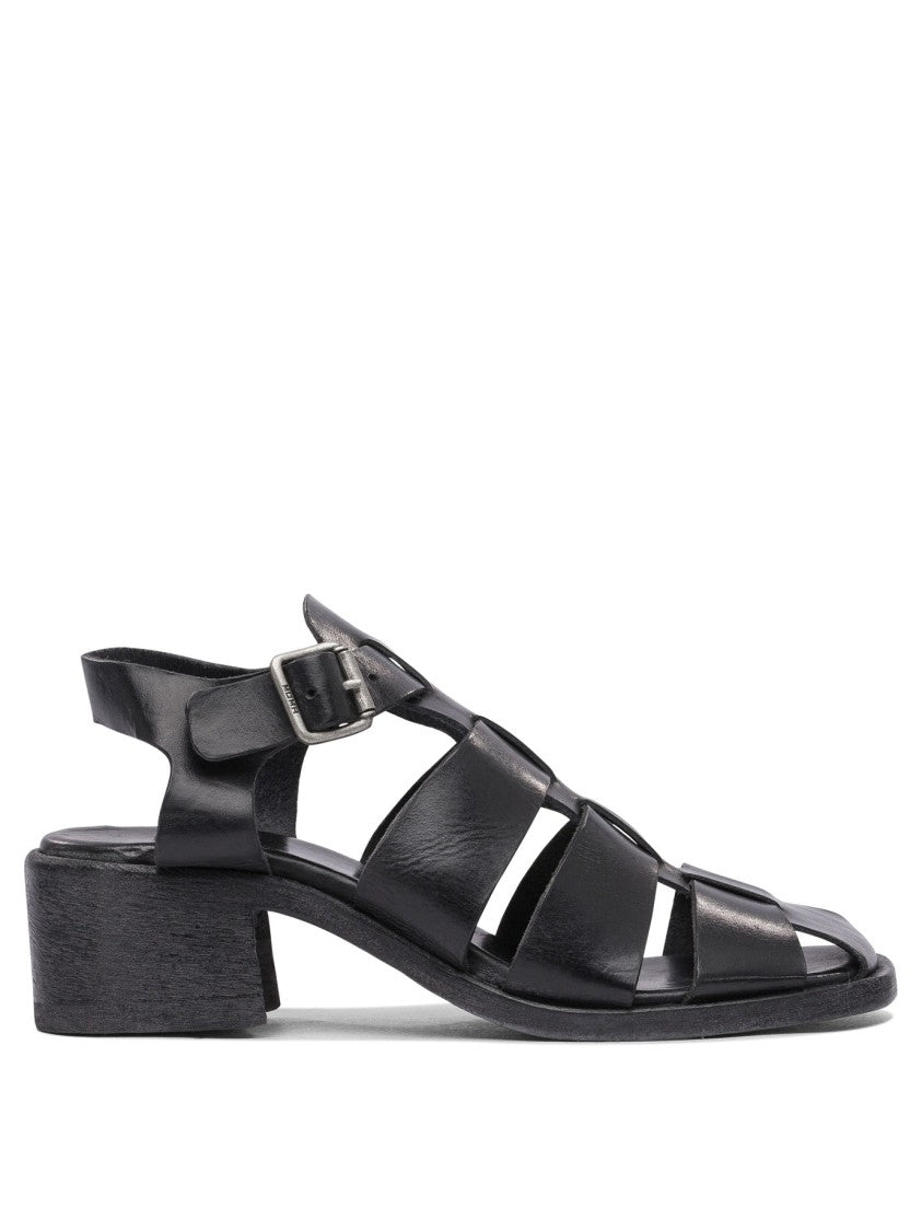 Moma Strappy Black Calf Leather Sandals