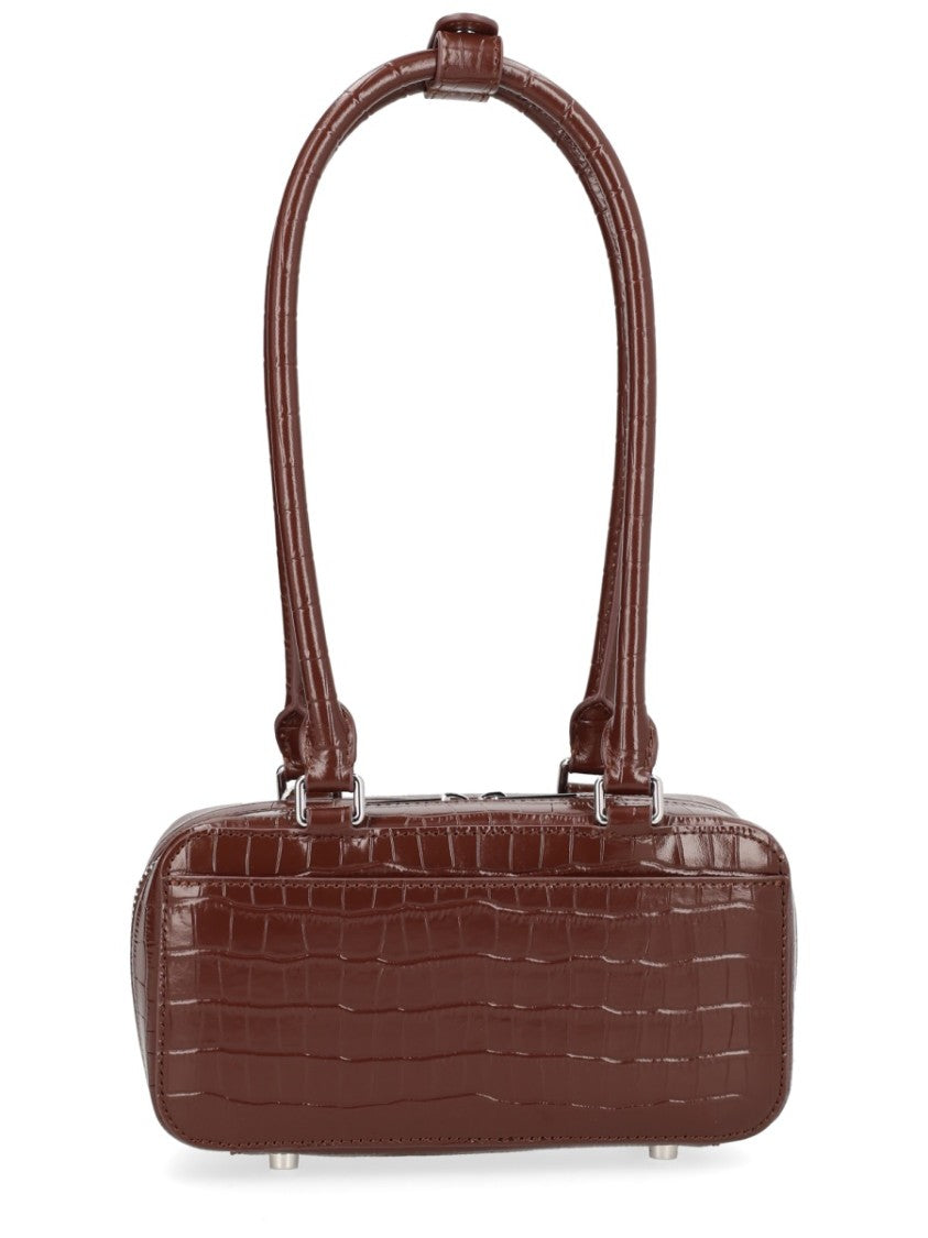 Self-Portrait Black Crocodile Embossed Cow Leather Tote Bag