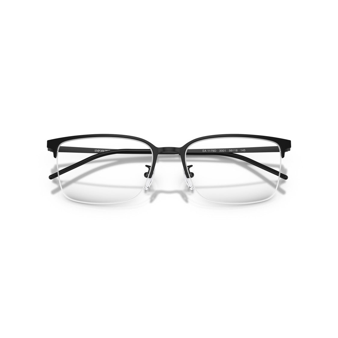Emporio Armani 0Ea1179d Semi-Rimless Black Metal Eyeglasses With Adjustable Nose Pads