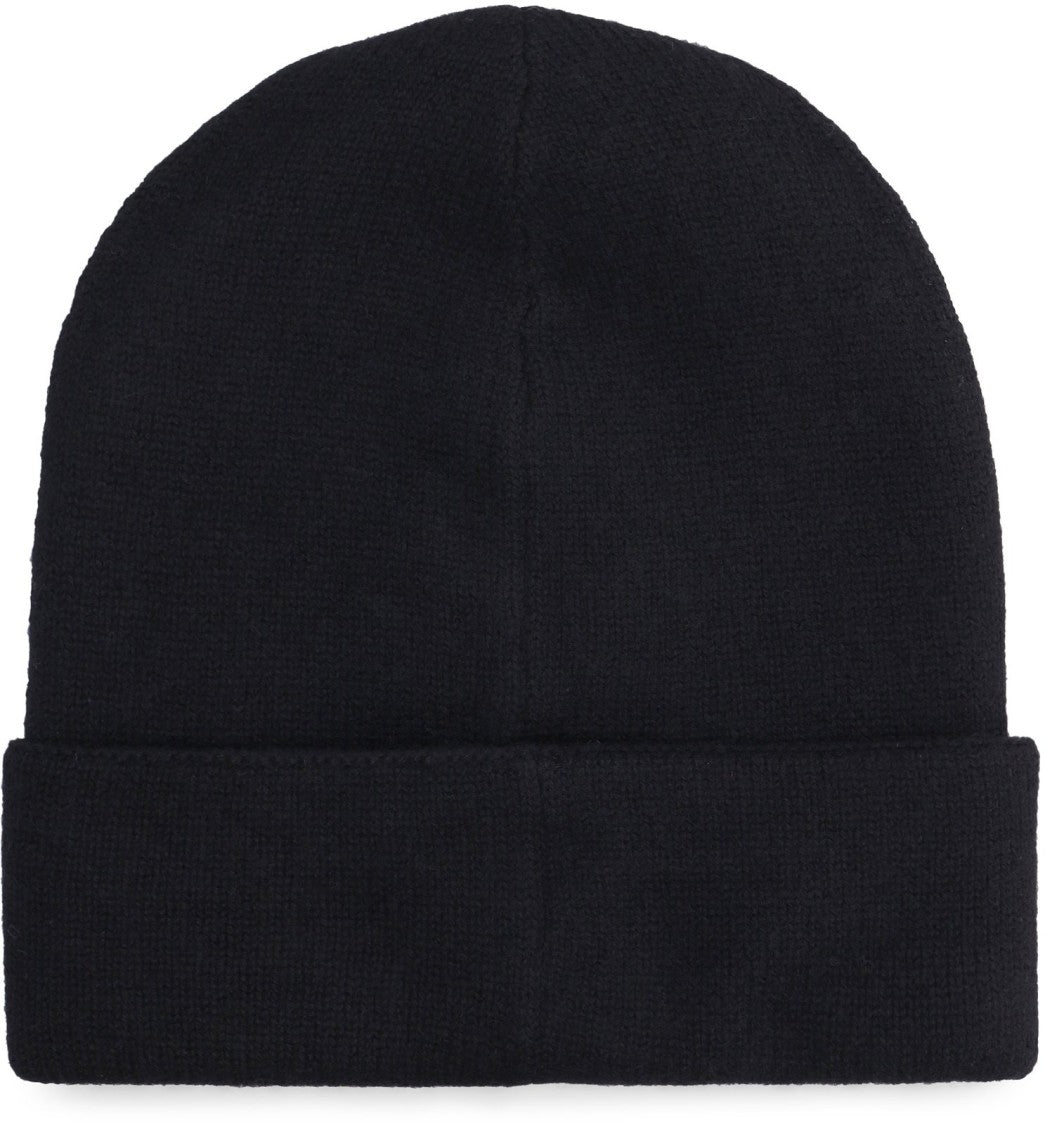 Alexander Mcqueen Cashmere Beanie With Central Beige Inscription