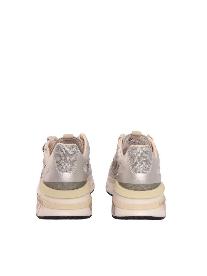 Premiata Moerund Silver Metallic Mesh Sneakers