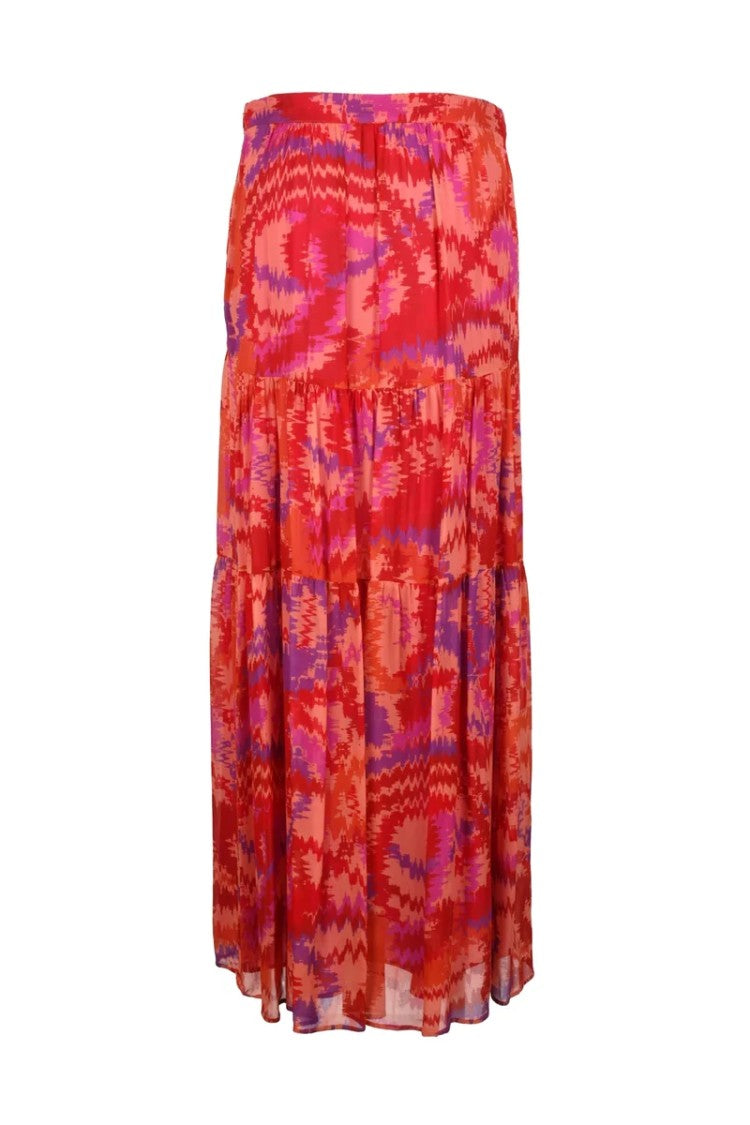 Dondup Long Chiffon Skirt - Orange/Red