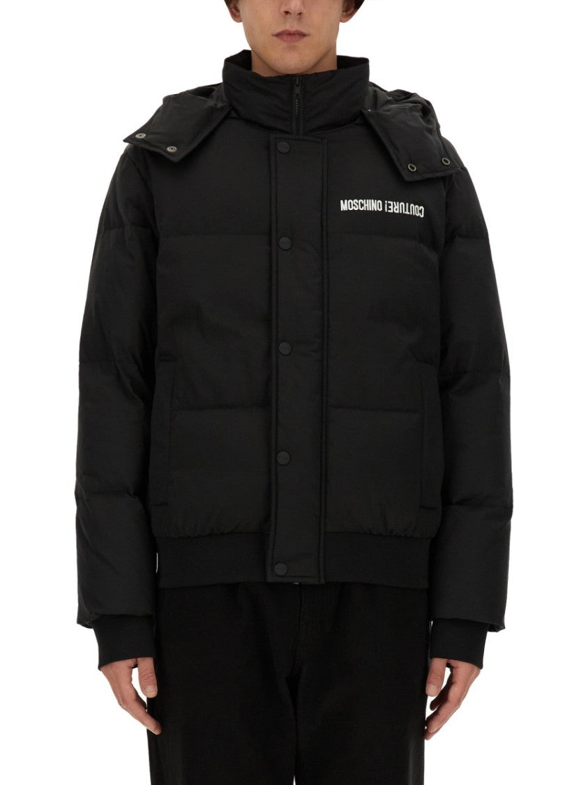 Moschino Cropped Down Jacket With Detachable Hood