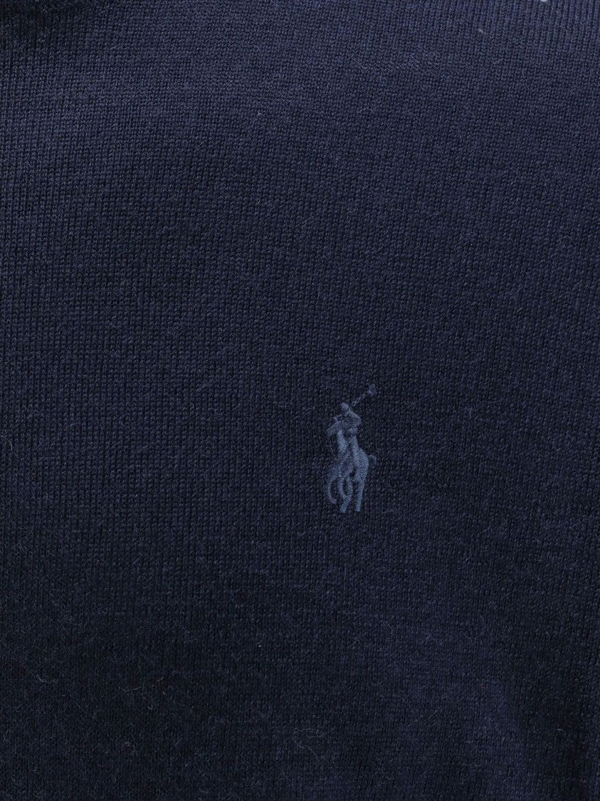 Polo Ralph Lauren Fitted Blue Wool Crewneck Sweater