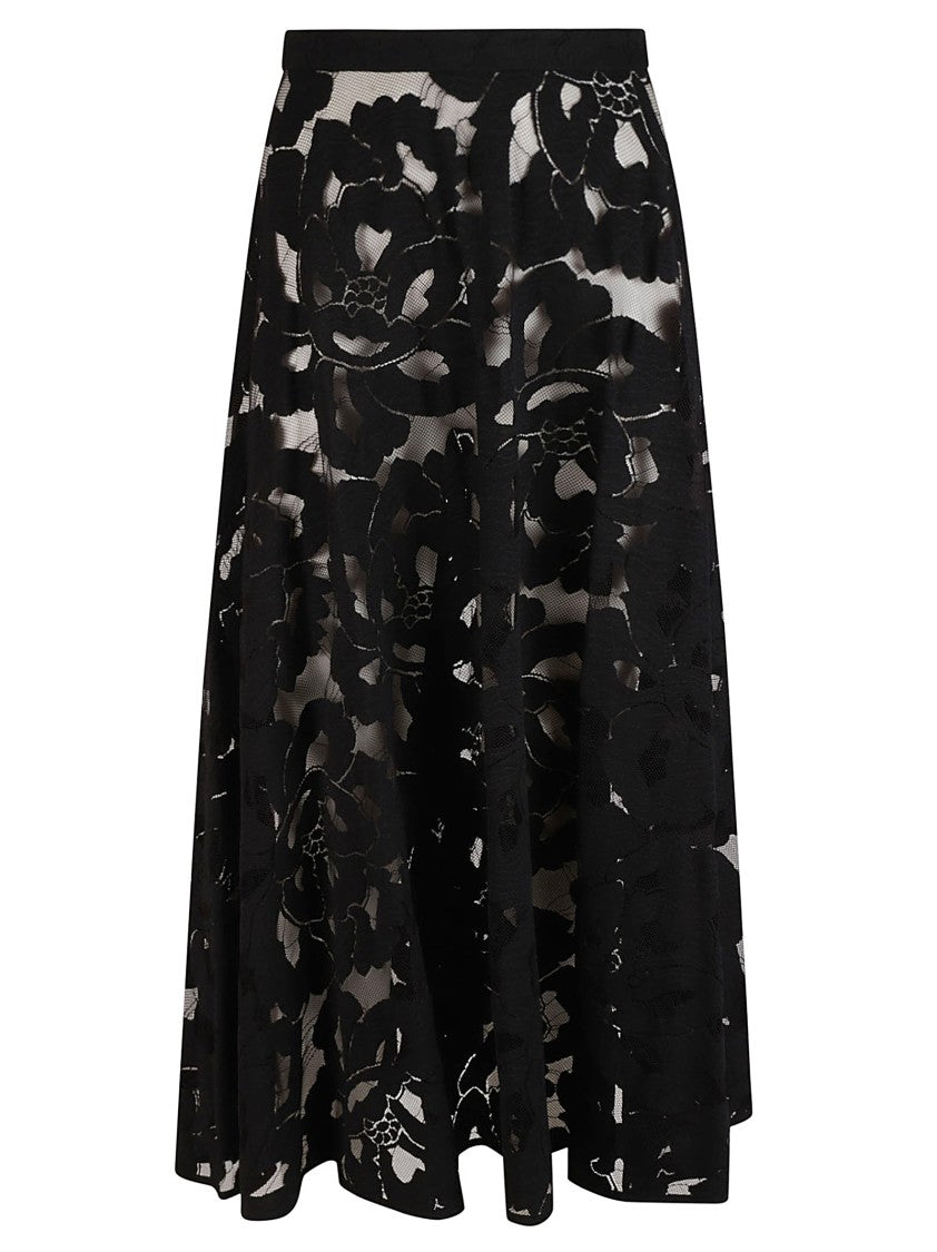 Max Mara Floral Lace Overlay Skirt With Flowing Silhouette