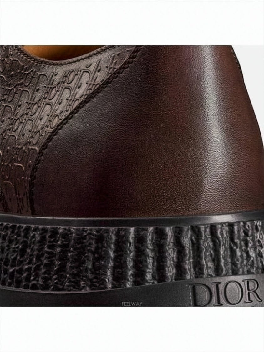 Christian Dior Brown Calf Leather Lace-Up Shoes With Textured Sole