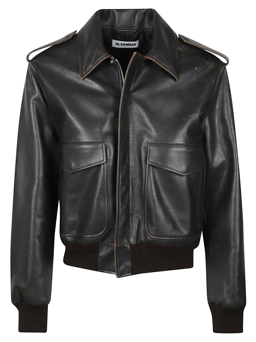 Jil Sander Cropped Jacket With Structured Collar And Flap Pockets