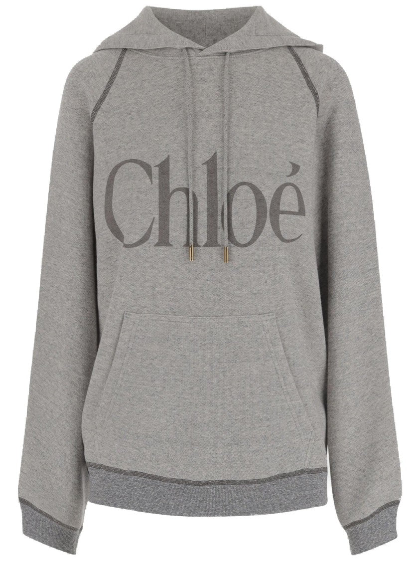 Chloé Cotton Blend Sweatshirt With Drawstring Hood And Logo