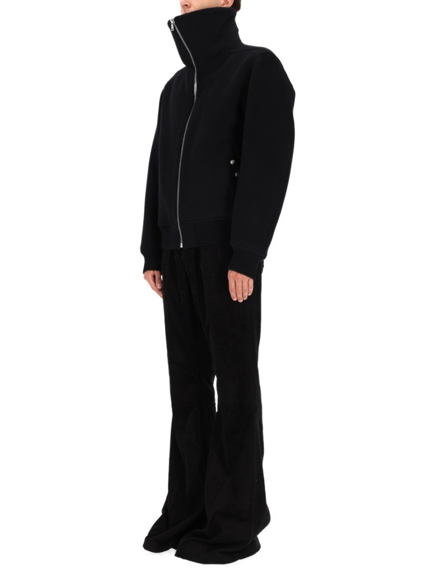 Rick Owens Structured Black Sports Jacket With Ribbed Details And Matte Finish