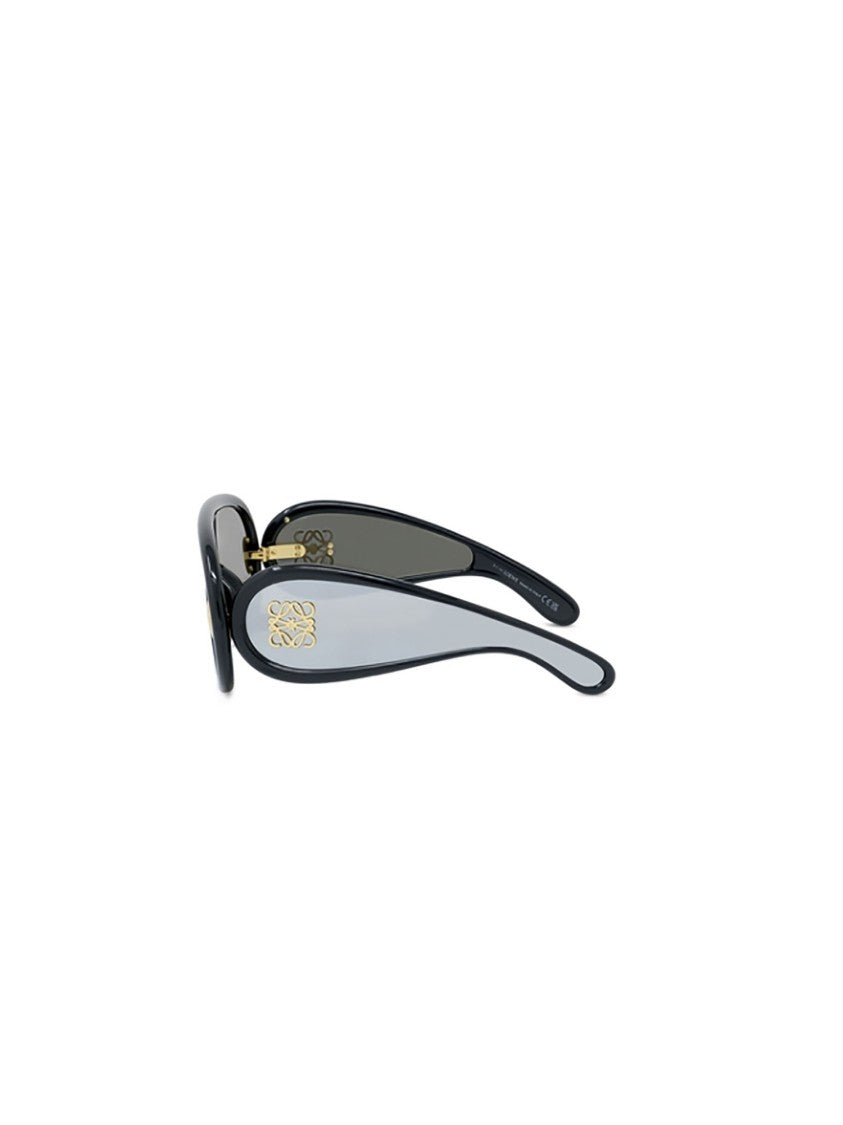 Loewe Wraparound Black Loewe Sunglasses With Reflective Lenses