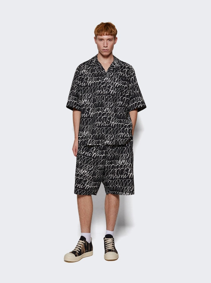 Marni Poplin Drawstring Scribble Shorts